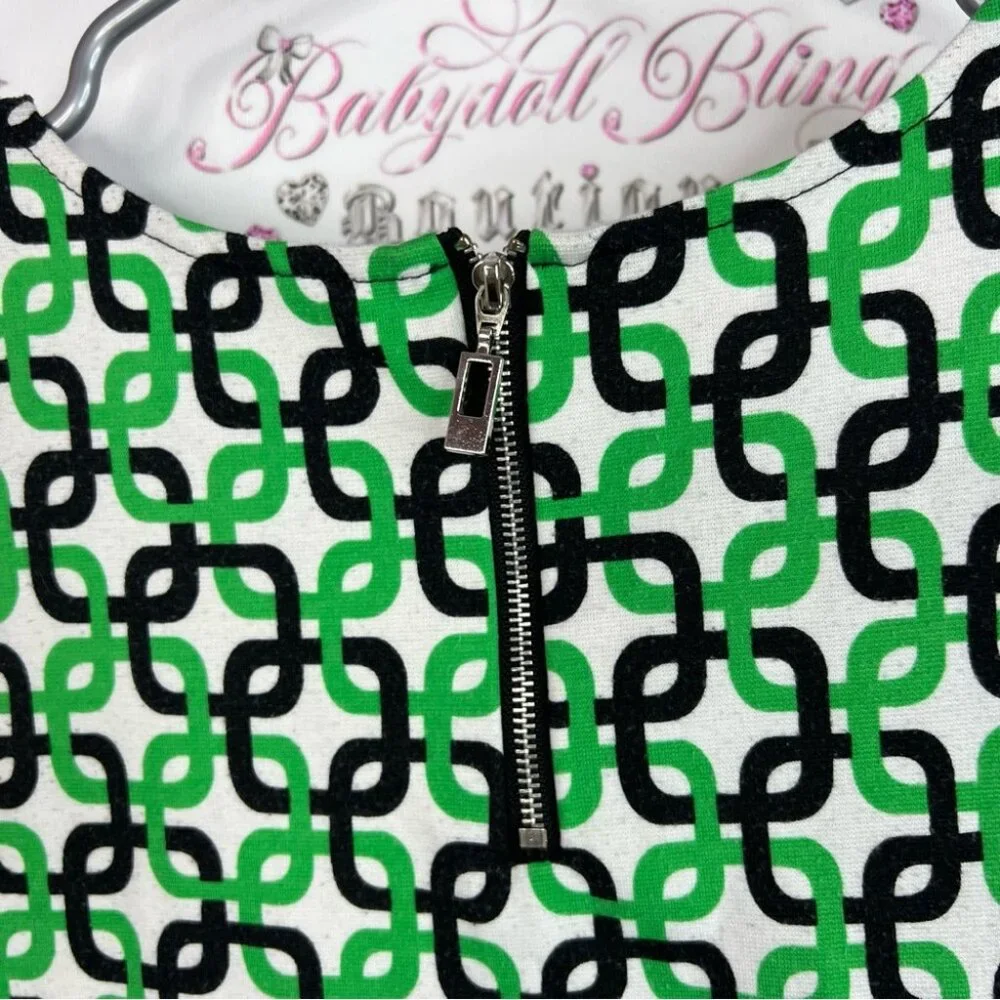 Jules & Leopold tshirt chain ⛓️‍💥 links 🔗zip up back Green Black Geometric Tee - Picture 7 of 11